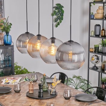 Koyoto Lampadario a sospensione, Lampada a sfera, Lampada a sospensione Ambrato, Chiaro, Grigio fumo, 4-Luci