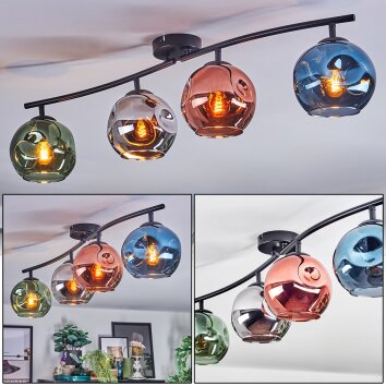 Ripoll Plafoniera, Lampada a sfera Blu, Cromo, Verde, Ramato, Grigio fumo, 4-Luci