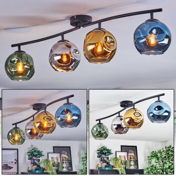 Ripoll Plafoniera, Lampada a sfera Blu, Cromo, Oro, Verde, Grigio fumo, 4-Luci
