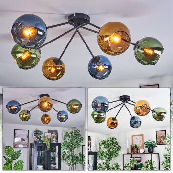Koyoto Plafoniera, Lampada a sfera 77.5 cm Blu, Oro, Verde, 6-Luci