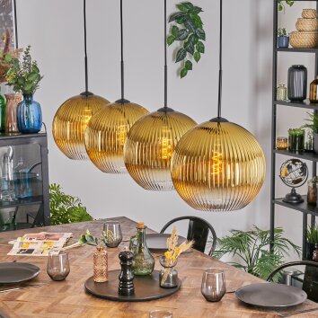 Koyoto Lampadario a sospensione, Lampada a sfera, Lampada a sospensione Oro, Chiaro, 4-Luci