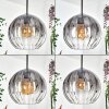 Koyoto Lampadario a sospensione, Lampada a sfera, Lampada a sospensione Chiaro, Grigio fumo, 1-Luce