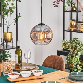 Koyoto Lampadario a sospensione, Lampada a sfera, Lampada a sospensione 20 cm Chiaro, Grigio fumo, 1-Luce