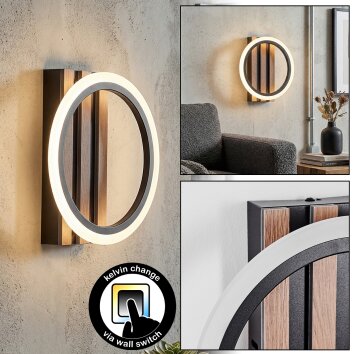 Galen Applique LED Aspetto del legno, Nero, 1-Luce