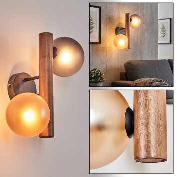 Lorin Applique, Faretto da parete Marrone scuro, Écru, Nero, 2-Luci