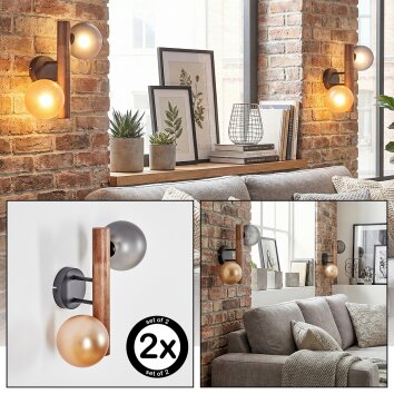 Lorin Applique, Faretto da parete Marrone scuro, Écru, Nero, 2-Luci