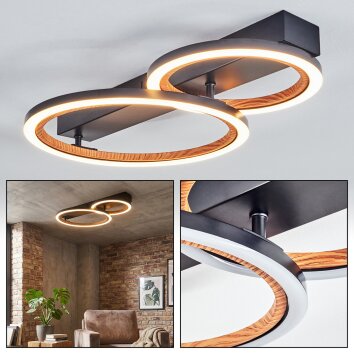 Galor Plafoniera LED Aspetto del legno, Nero, 1-Luce