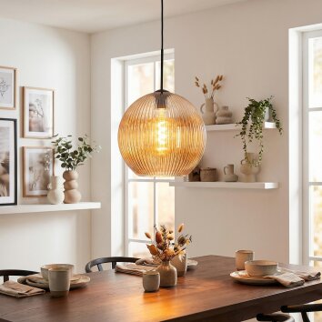 Koyoto Lampadario a sospensione, Lampada a sfera, Lampada a sospensione Ambrato, 1-Luce