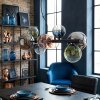 Chehalis Lampadario a sospensione, Lampada a sfera, Lampada a sospensione Blu, Cromo, Verde, Chiaro, Ramato, Grigio fumo, 8-Luci