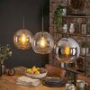 Koyoto Lampadario a sospensione, Lampada a sfera, Lampada a sospensione Ambrato, Chiaro, Grigio fumo, 3-Luci