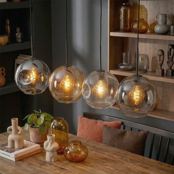 Ripoll Lampadario a sospensione, Lampada a sfera, Lampada a sospensione Ambrato, Chiaro, Grigio fumo, 4-Luci
