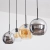 Koyoto Lampadario a sospensione, Lampada a sfera, Lampada a sospensione Ambrato, Cromo, Chiaro, Grigio fumo, 4-Luci