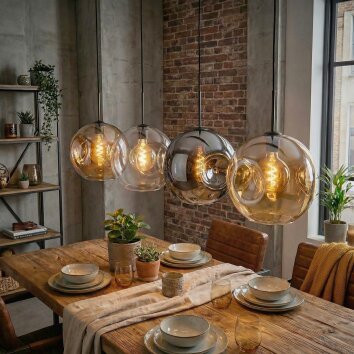 Ripoll Lampadario a sospensione, Lampada a sfera, Lampada a sospensione Ambrato, Chiaro, Grigio fumo, 4-Luci