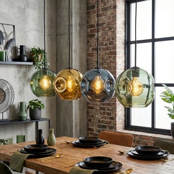 Ripoll Lampadario a sospensione, Lampada a sfera, Lampada a sospensione Blu, Oro, Verde, 4-Luci