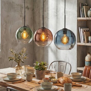 Koyoto Lampadario a sospensione, Lampada a sfera, Lampada a sospensione Blu, Verde, Chiaro, Ramato, 3-Luci