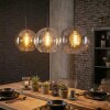 Koyoto Lampadario a sospensione, Lampada a sfera, Lampada a sospensione 30 cm Ambrato, Chiaro, Grigio fumo, 3-Luci
