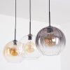 Koyoto Lampadario a sospensione, Lampada a sfera, Lampada a sospensione 30 cm Ambrato, Chiaro, Grigio fumo, 3-Luci
