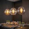 Koyoto Lampadario a sospensione, Lampada a sfera, Lampada a sospensione 30 cm Ambrato, Chiaro, Grigio fumo, 3-Luci