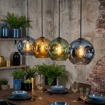 Ripoll Lampadario a sospensione, Lampada a sfera, Lampada a sospensione Blu, Oro, Verde, 4-Luci