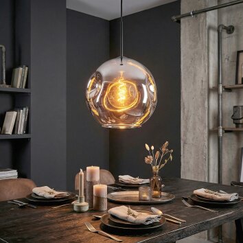 Ripoll Lampadario a sospensione, Lampada a sfera, Lampada a sospensione Cromo, Grigio fumo, 1-Luce
