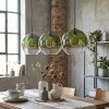 Koyoto Lampadario a sospensione, Lampada a sfera, Lampada a sospensione Verde, Chiaro, 3-Luci