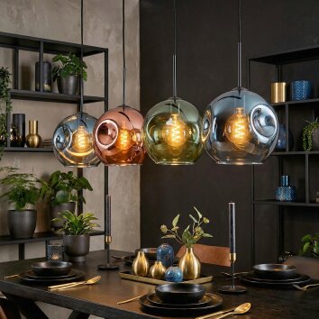 Ripoll Lampadario a sospensione, Lampada a sfera, Lampada a sospensione Blu, Verde, Ramato, 4-Luci