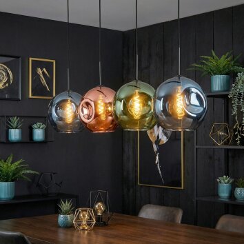 Ripoll Lampadario a sospensione, Lampada a sfera, Lampada a sospensione Blu, Verde, Ramato, 4-Luci