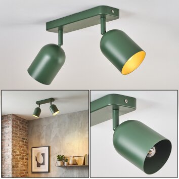 Horen Plafoniera, Faretto da soffitto Verde, 2-Luci