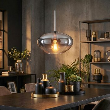 Mertola Lampadario a sospensione, Lampada a sospensione Chiaro, Grigio fumo, 1-Luce