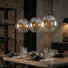 Koyoto Lampadario a sospensione, Lampada a sfera, Lampada a sospensione Ambrato, Chiaro, 3-Luci