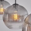 Koyoto Lampadario a sospensione, Lampada a sfera, Lampada a sospensione Chiaro, Grigio fumo, 3-Luci