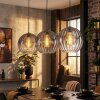 Koyoto Lampadario a sospensione, Lampada a sfera, Lampada a sospensione Chiaro, Grigio fumo, 3-Luci