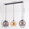 Koyoto Lampadario a sospensione, Lampada a sfera, Lampada a sospensione Ambrato, Grigio fumo, 3-Luci