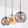 Koyoto Lampadario a sospensione, Lampada a sfera, Lampada a sospensione Ambrato, Grigio fumo, 3-Luci