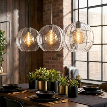 Koyoto Lampadario a sospensione, Lampada a sfera, Lampada a sospensione Chiaro, 3-Luci