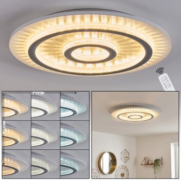 Lidor Plafoniera LED Grigio, Bianco, 1-Luce, Telecomando