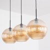 Koyoto Lampadario a sospensione, Lampada a sfera, Lampada a sospensione Ambrato, 3-Luci