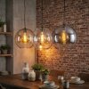 Koyoto Lampadario a sospensione, Lampada a sfera, Lampada a sospensione Ambrato, Chiaro, Grigio fumo, 3-Luci