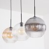 Koyoto Lampadario a sospensione, Lampada a sfera, Lampada a sospensione Ambrato, Chiaro, Grigio fumo, 3-Luci