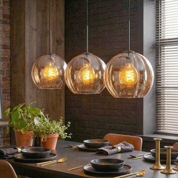 Koyoto Lampadario a sospensione, Lampada a sfera, Lampada a sospensione Ambrato, 3-Luci