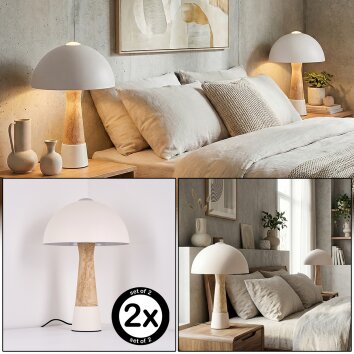 Forgek Lampada da tavolo Crema, Effetto pietra, Bianco, 1-Luce