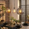 Koyoto Lampadario a sospensione, Lampada a sfera, Lampada a sospensione Ambrato, Chiaro, Grigio fumo, 3-Luci