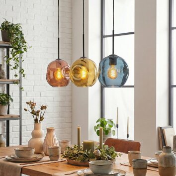 Ripoll Lampadario a sospensione, Lampada a sfera, Lampada a sospensione Blu, Oro, Ramato, 3-Luci