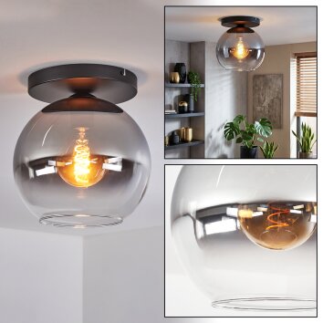 Koyoto Plafoniera, Lampada a sfera 25 cm Chiaro, Grigio fumo, 1-Luce