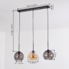 Koyoto Lampadario a sospensione, Lampada a sospensione Ambrato, Grigio fumo, 3-Luci