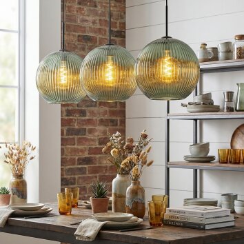 Koyoto Lampadario a sospensione, Lampada a sfera, Lampada a sospensione 30 cm Verde, 3-Luci