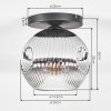 Ripoll Plafoniera, Lampada a sfera Cromo, Chiaro, Grigio fumo, 1-Luce
