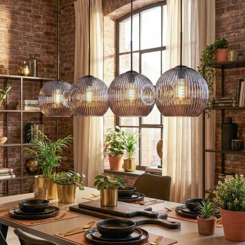 Ripoll Lampadario a sospensione, Lampada a sfera, Lampada a sospensione Cromo, Grigio fumo, 4-Luci