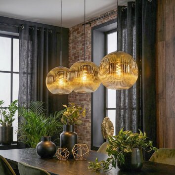 Ripoll Lampadario a sospensione, Lampada a sfera, Lampada a sospensione Oro, Chiaro, 3-Luci