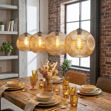 Ripoll Lampadario a sospensione, Lampada a sfera, Lampada a sospensione Ambrato, 4-Luci